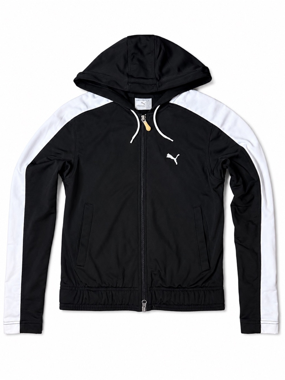 PUMA Vintage Black & White Full Zip Hooded Track Jacket - Size XS
